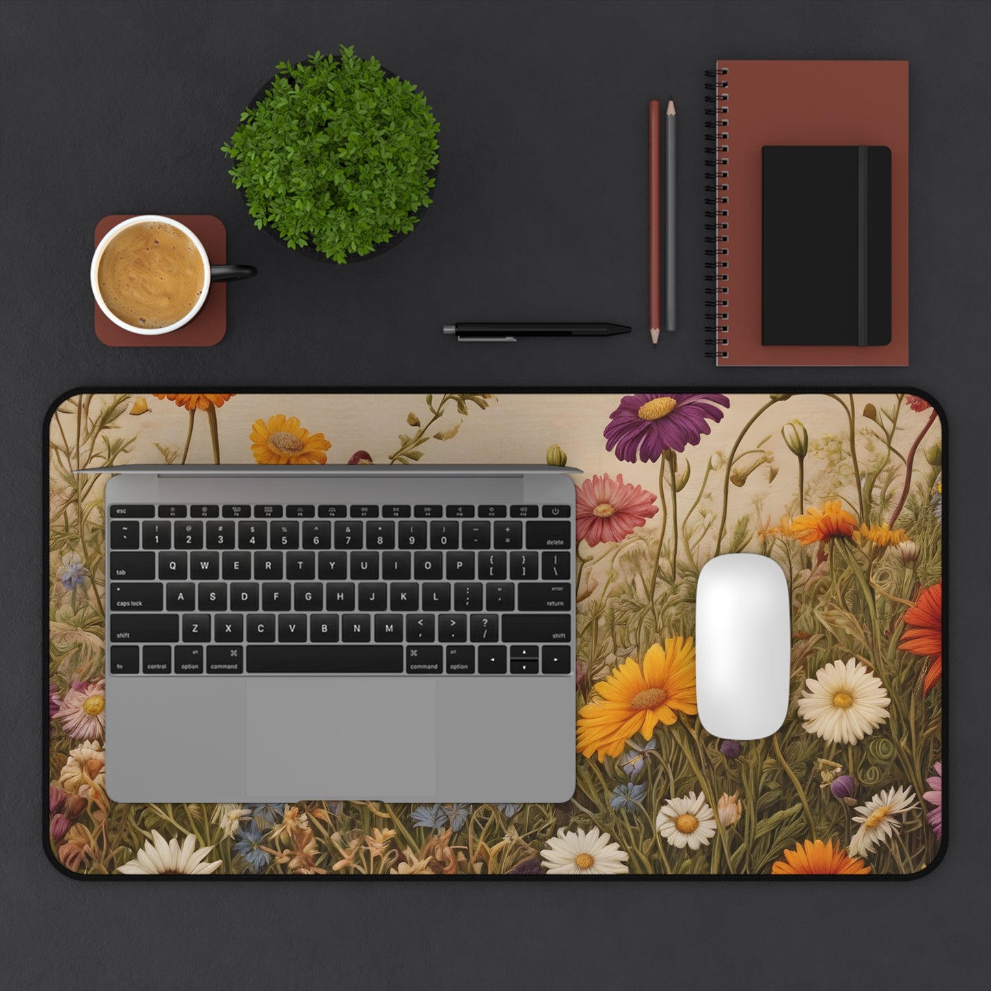 Vibrant Wildflower Meadow Desk Mat/Floral Mouse Pad/Flower Field Mouse Pad/Anti-Slip Mouse Pad/Gaming Mouse Pad