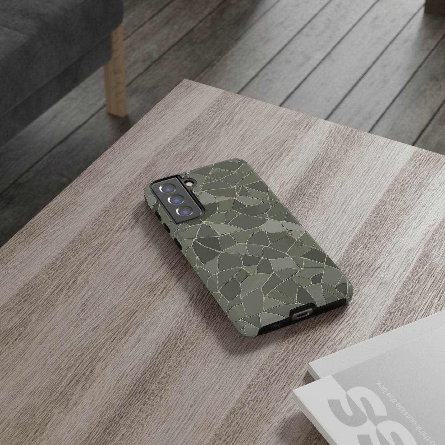 Sage Green Cracked Tile Phone Case Cover / Gift / Compatible with Samsung / Gift for Her, Birthday Present, Stylish Protection