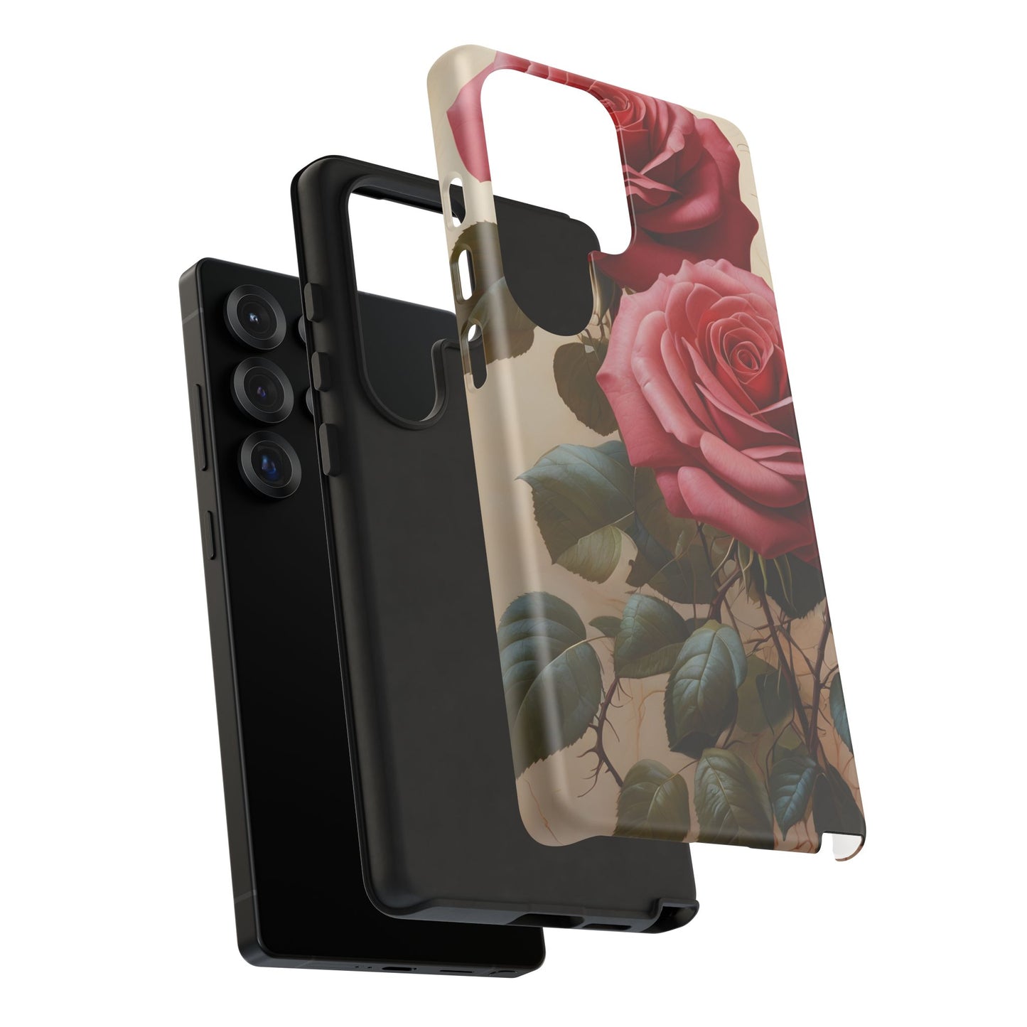 Pink Luxurious Roses Glossy Tough Phone Case / Compatible with Samsung / Gift for Her, Birthday Present, Stylish Protection