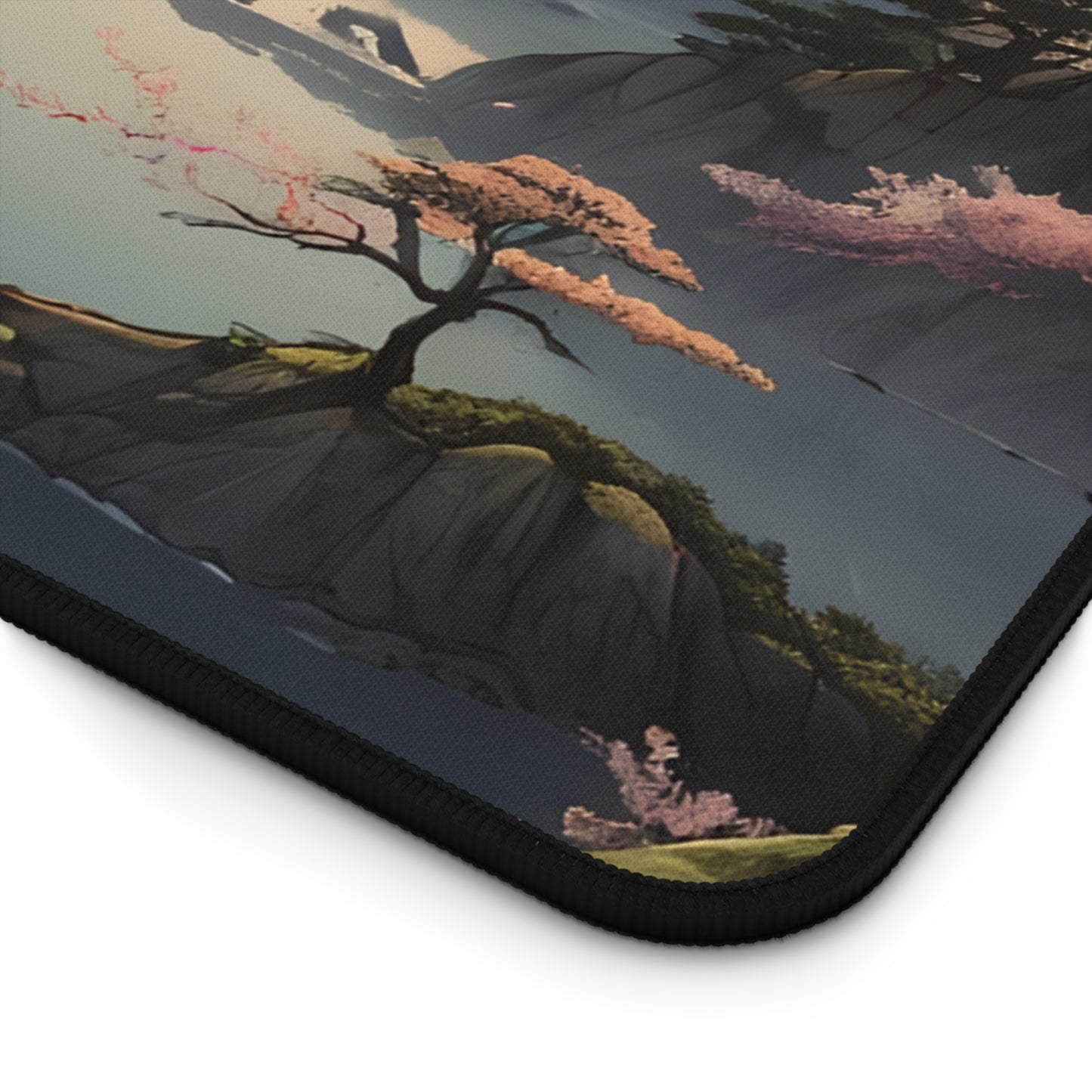 Serene Pagoda Sunset Desk Mat/Japanese Landscape Mouse Pad/Asian Art Mouse Pad/Anti-Slip Mouse Pad/Gaming Mouse Pad