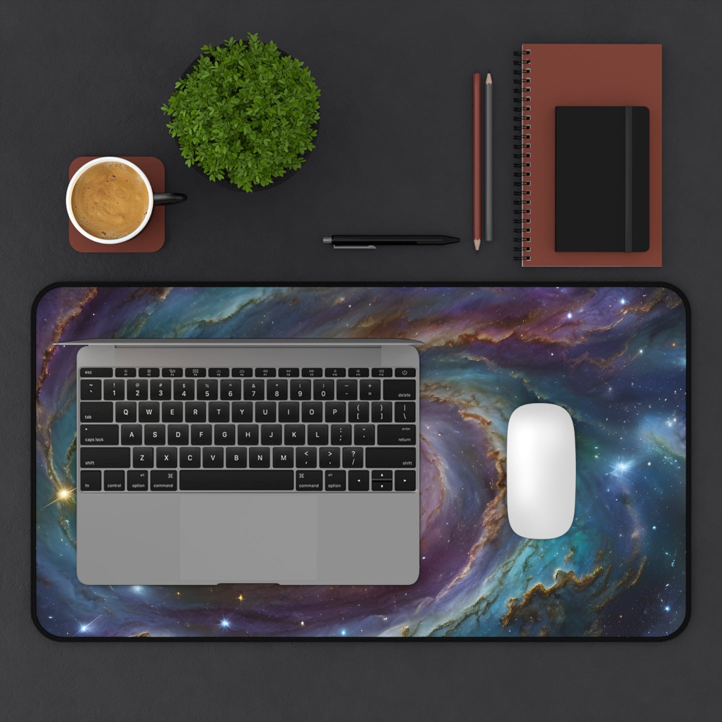 Galaxy Desk Mat | Large Starry Space Desk Pad | Cosmic Gaming Mouse Pad | Nebula Office Mat | Cool Astronomical Desk Accessory