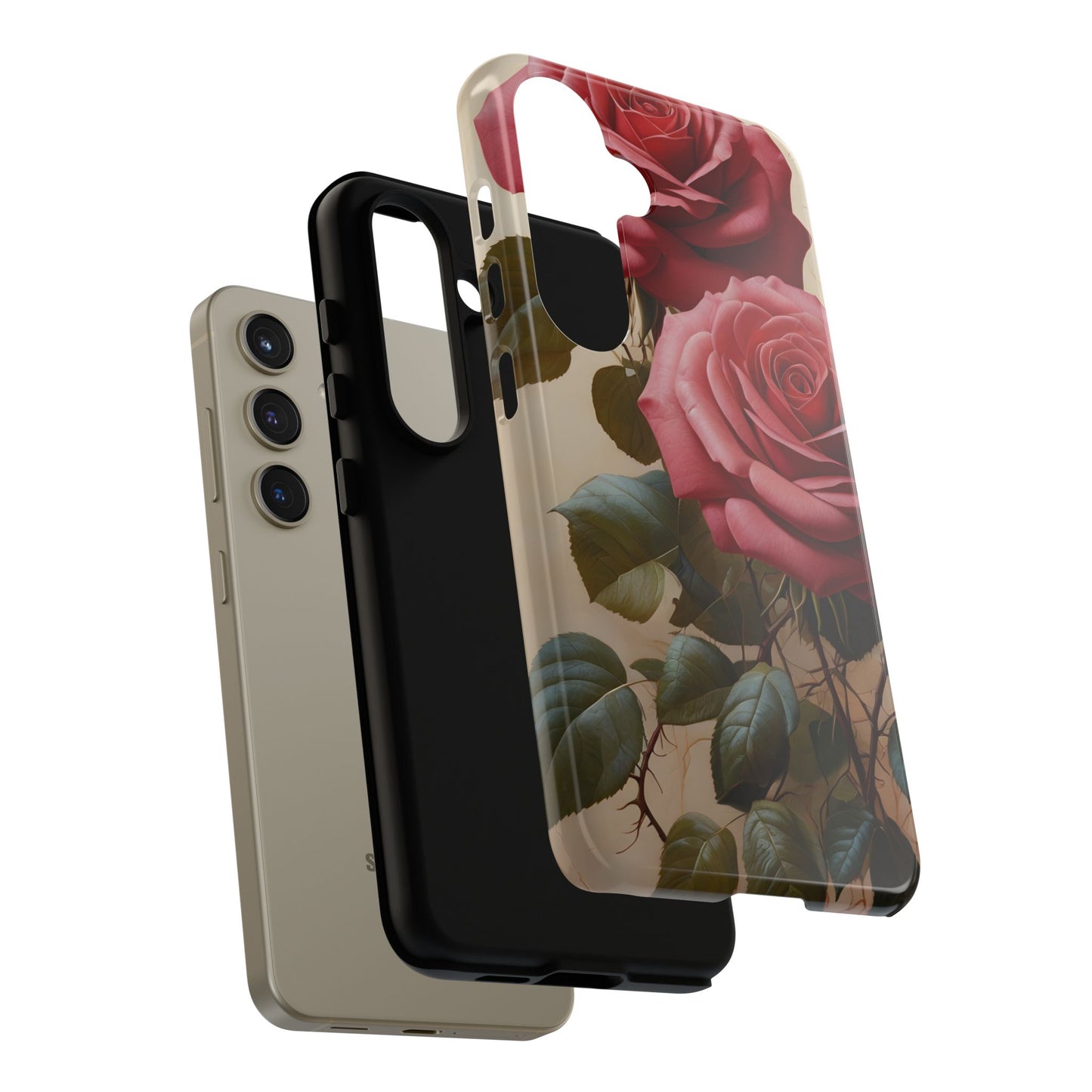 Pink Luxurious Roses Glossy Tough Phone Case / Compatible with Samsung / Gift for Her, Birthday Present, Stylish Protection