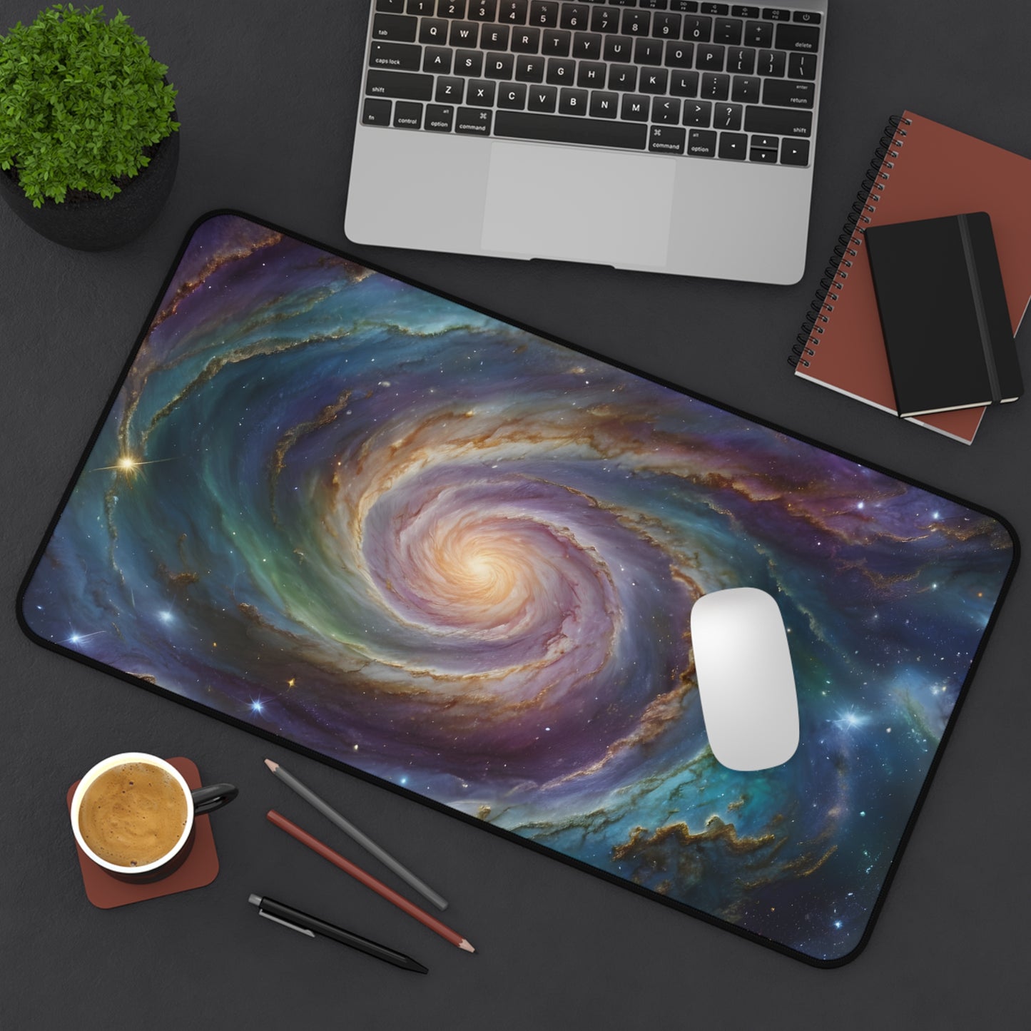 Galaxy Desk Mat | Large Starry Space Desk Pad | Cosmic Gaming Mouse Pad | Nebula Office Mat | Cool Astronomical Desk Accessory