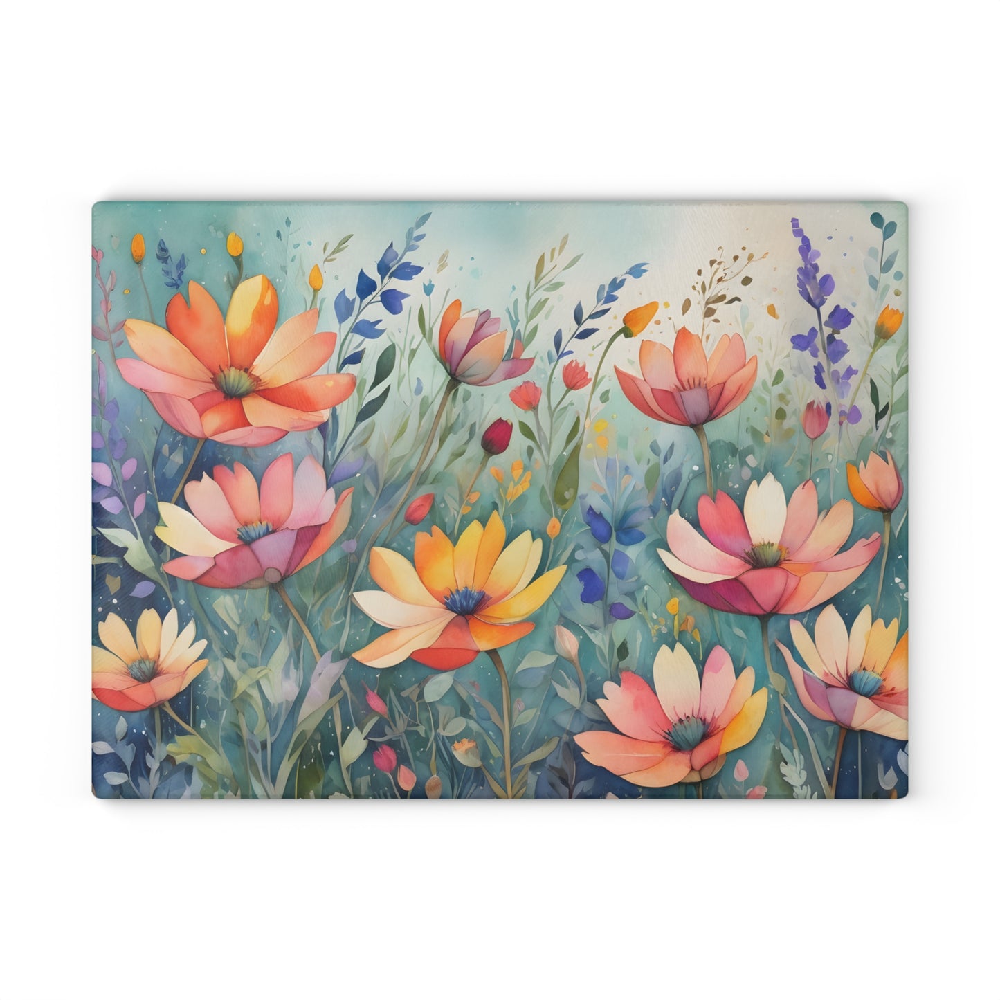 Watercolor Wildflower Cutting Board/Kitchen Cutting Board/Chopping Board/Large Cutting Board/Non-Slip Cutting Board/Durable Cutting Board