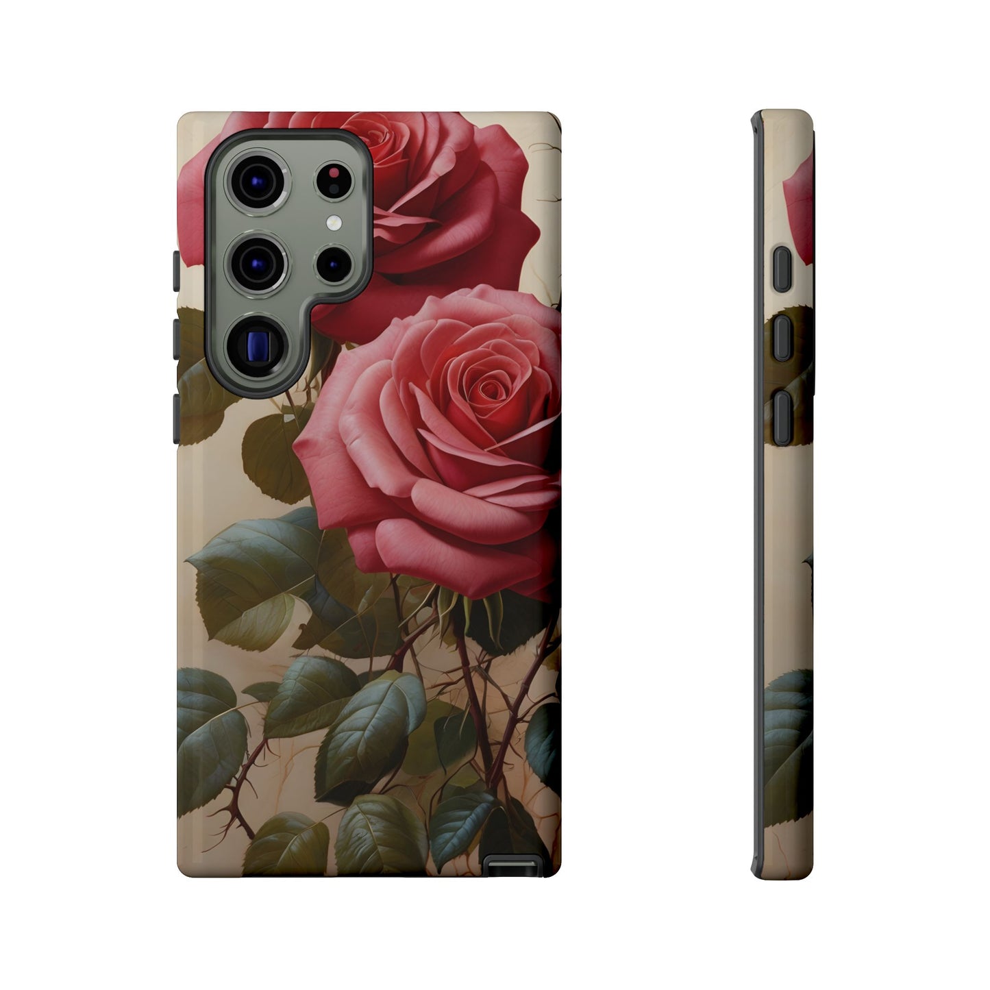 Pink Luxurious Roses Glossy Tough Phone Case / Compatible with Samsung / Gift for Her, Birthday Present, Stylish Protection