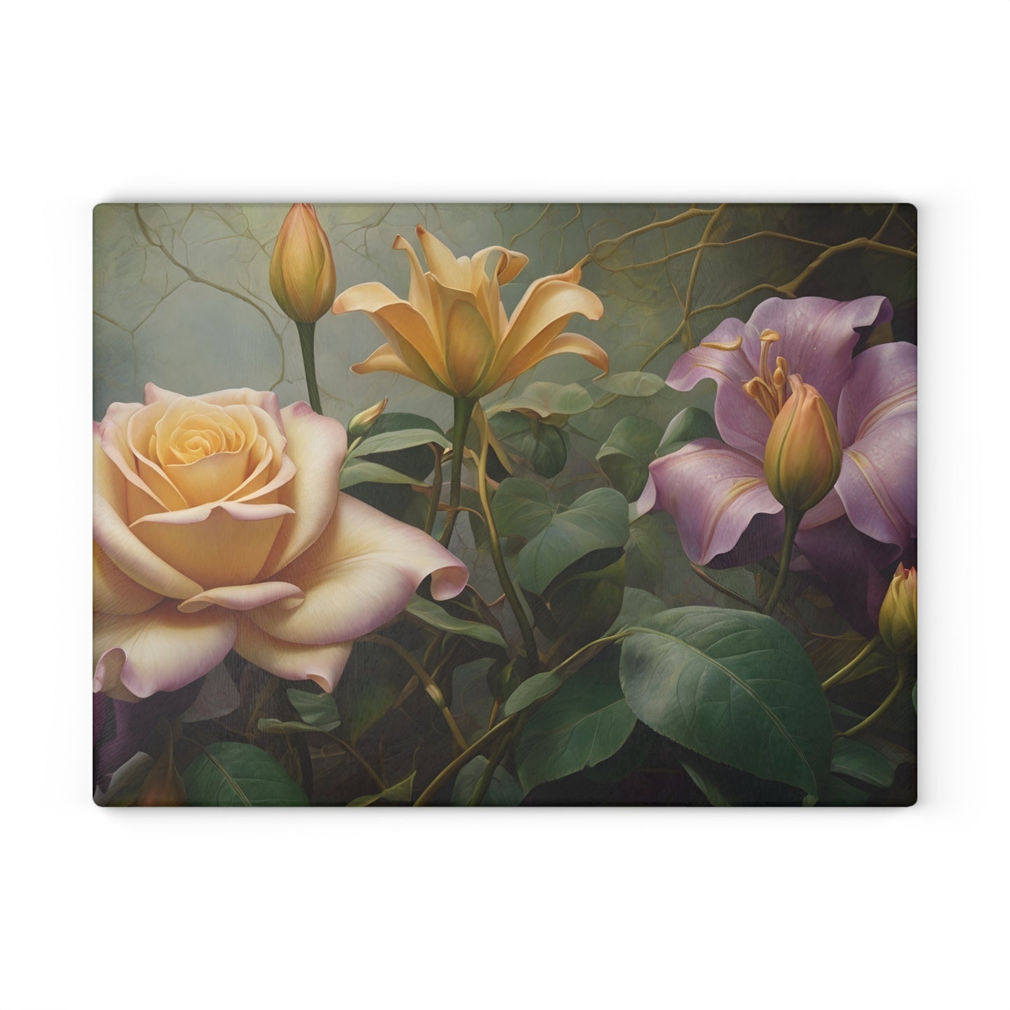 Vibrant Floral Kitchen Cutting Board/Modern Kitchen Chopping Board/Decorative & Durable Food Prep Surface for Home Chefs/Charcuterie Board