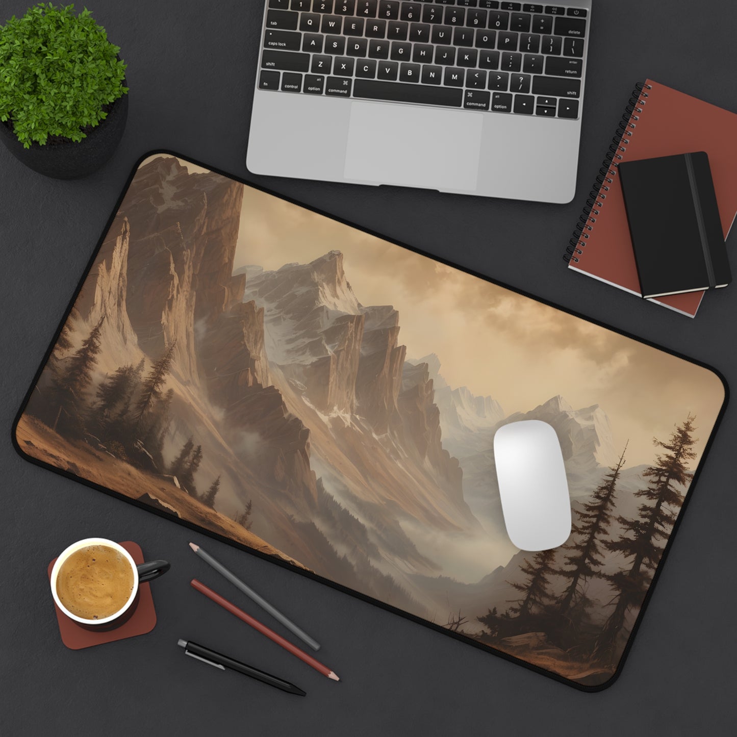 Majestic Mountain Range Desk Mat/Mountain Landscape Mouse Pad/Nature Inspired Mouse Pad/Anti-Slip Mouse Pad/Durable Mouse Pad