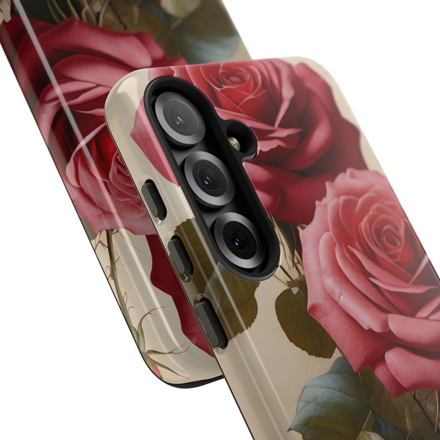 Pink Luxurious Roses Glossy Tough Phone Case / Compatible with Samsung / Gift for Her, Birthday Present, Stylish Protection