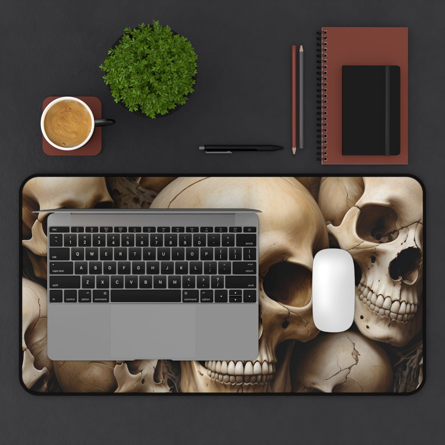 Skull Themed Desk Mat for Gamers and Creatives Durable, Anti-Slip Gaming Mat/Perfect for Desktop and Laptop Setups