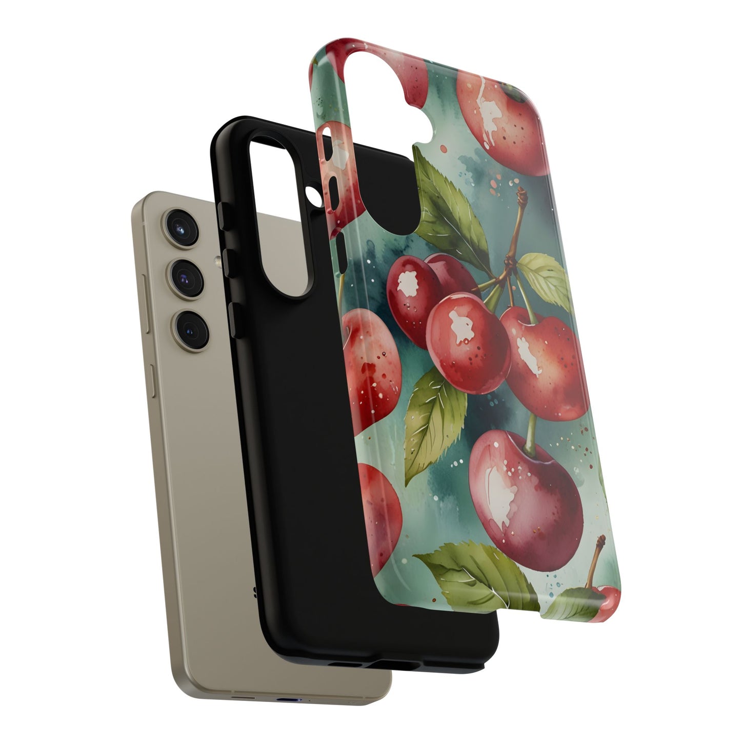 Watercolor Cherry Case/Vibrant Red Cherry, Botanical Fruit Tough Phone Case-Samsung Compatible, Gift for Her, Stylish Protection