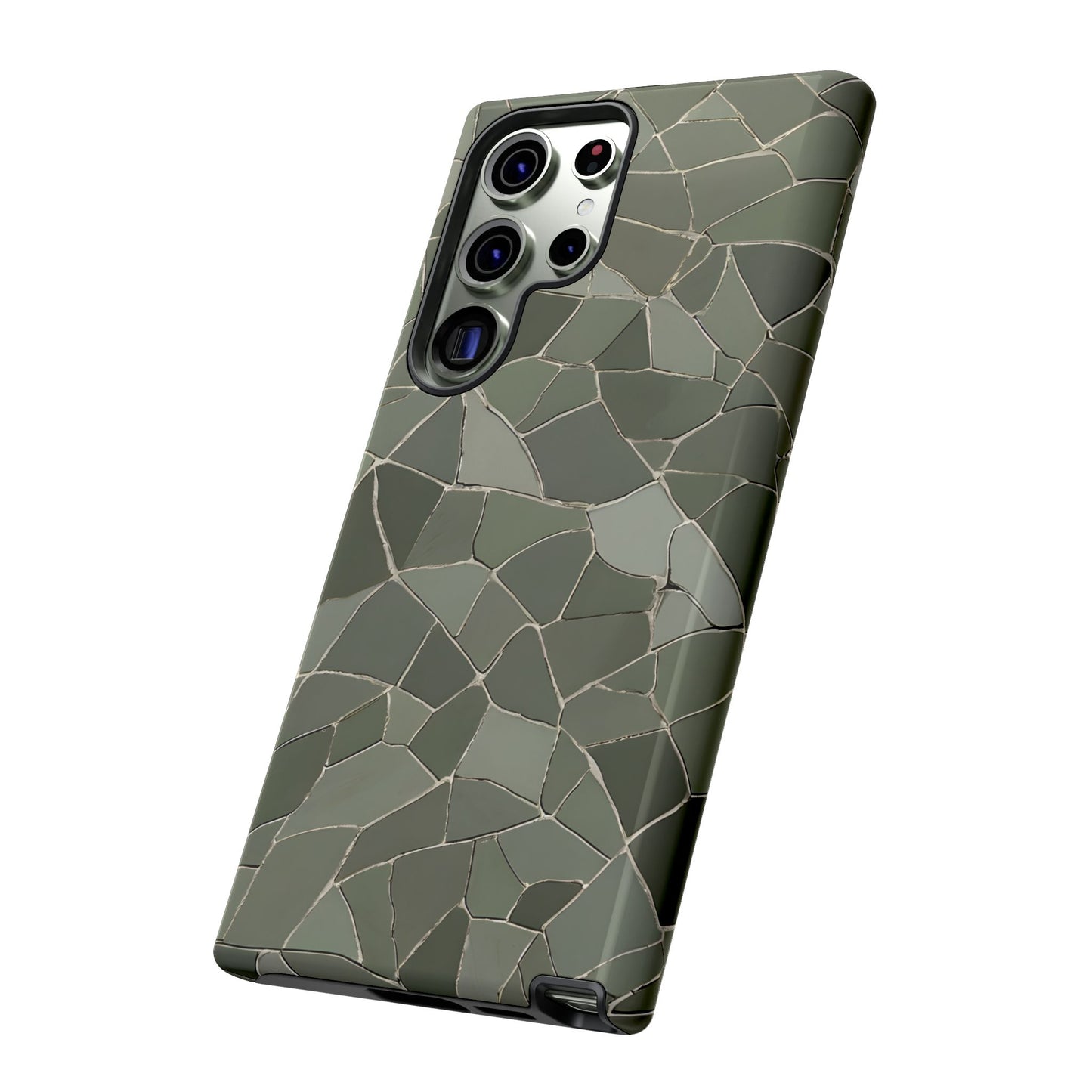 Sage Green Cracked Tile Phone Case Cover / Gift / Compatible with Samsung / Gift for Her, Birthday Present, Stylish Protection
