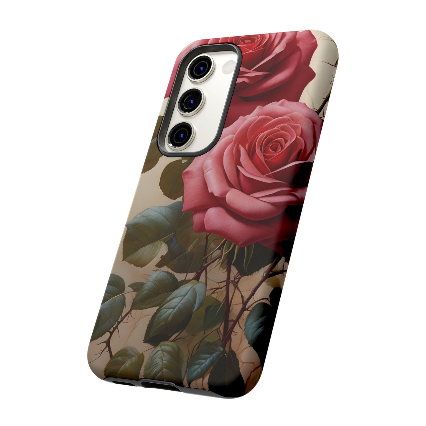 Pink Luxurious Roses Glossy Tough Phone Case / Compatible with Samsung / Gift for Her, Birthday Present, Stylish Protection