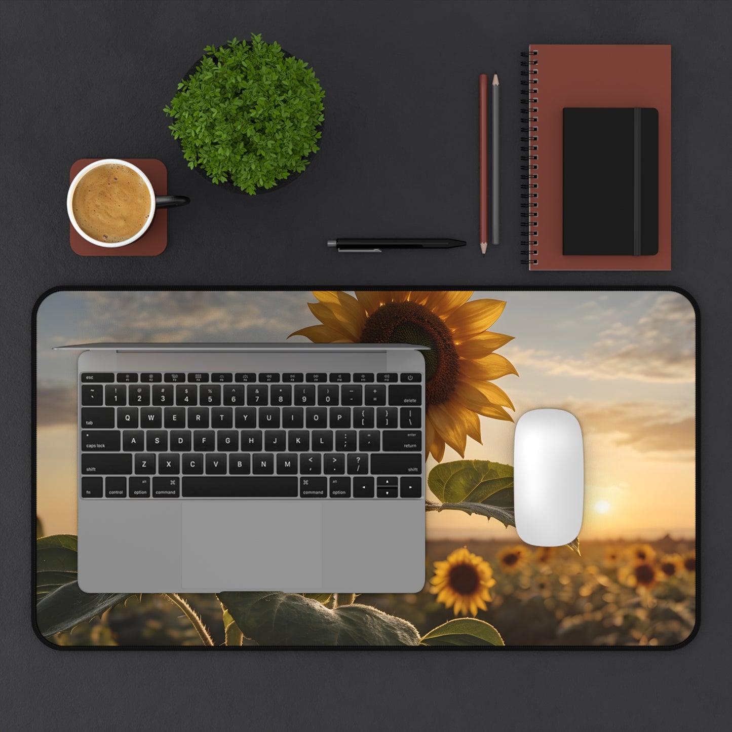 Sunlit Sunflower Field Desk Mat/Sunflower Mouse Pad/Floral Mouse Pad/Anti-Slip Mouse Pad/Durable Mouse Pad/Gaming Mouse Pad