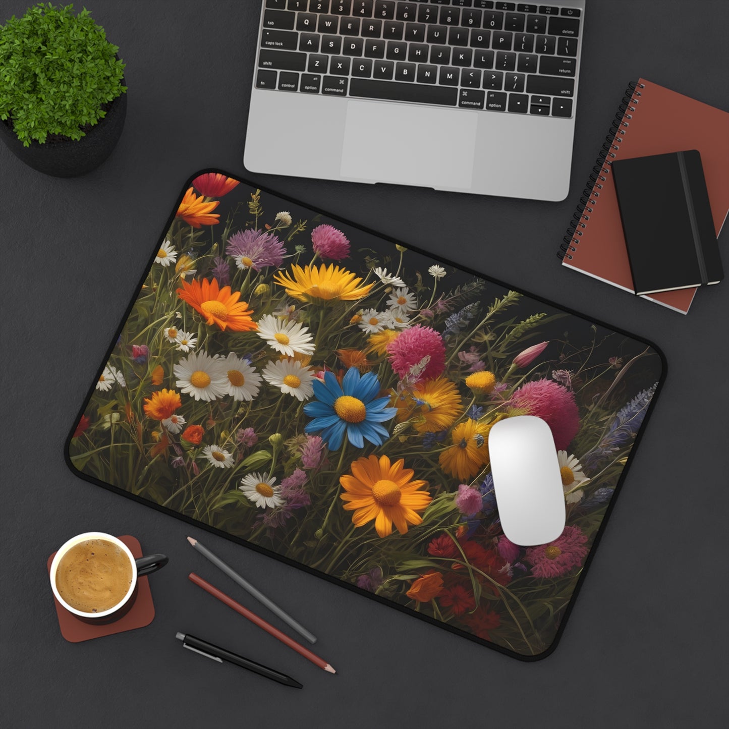 Vibrant Wildflower Desk Mat/Floral Mouse Pad/Nature-Inspired Desk Pad/Anti-Slip Mouse Pad/Durable Desk Mat/Gaming Mouse Pad