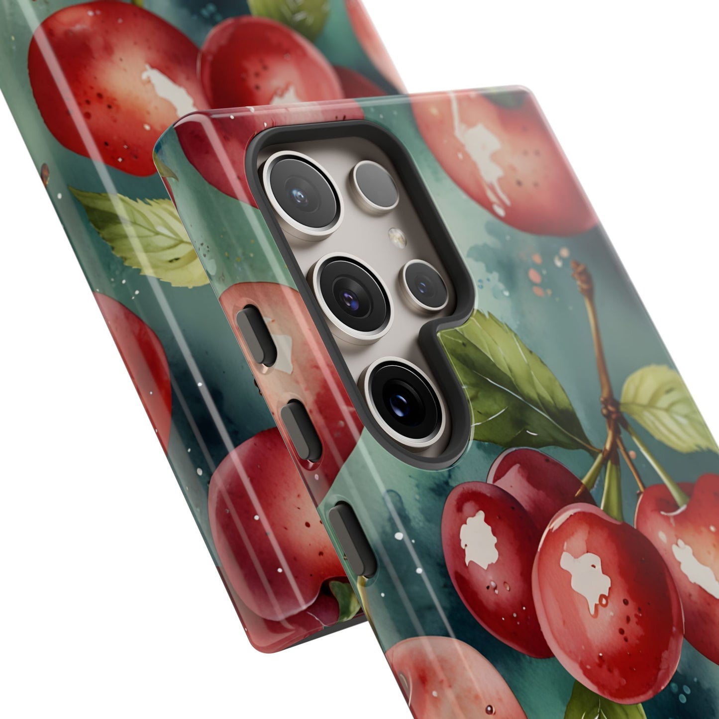 Watercolor Cherry Case/Vibrant Red Cherry, Botanical Fruit Tough Phone Case-Samsung Compatible, Gift for Her, Stylish Protection
