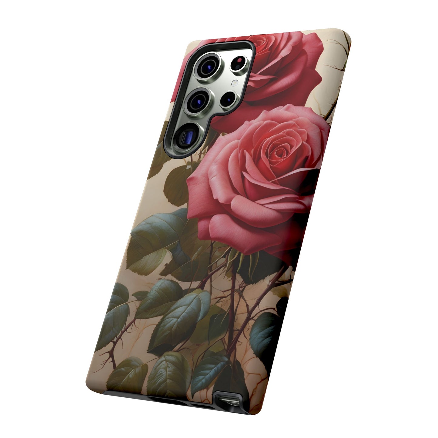 Pink Luxurious Roses Glossy Tough Phone Case / Compatible with Samsung / Gift for Her, Birthday Present, Stylish Protection