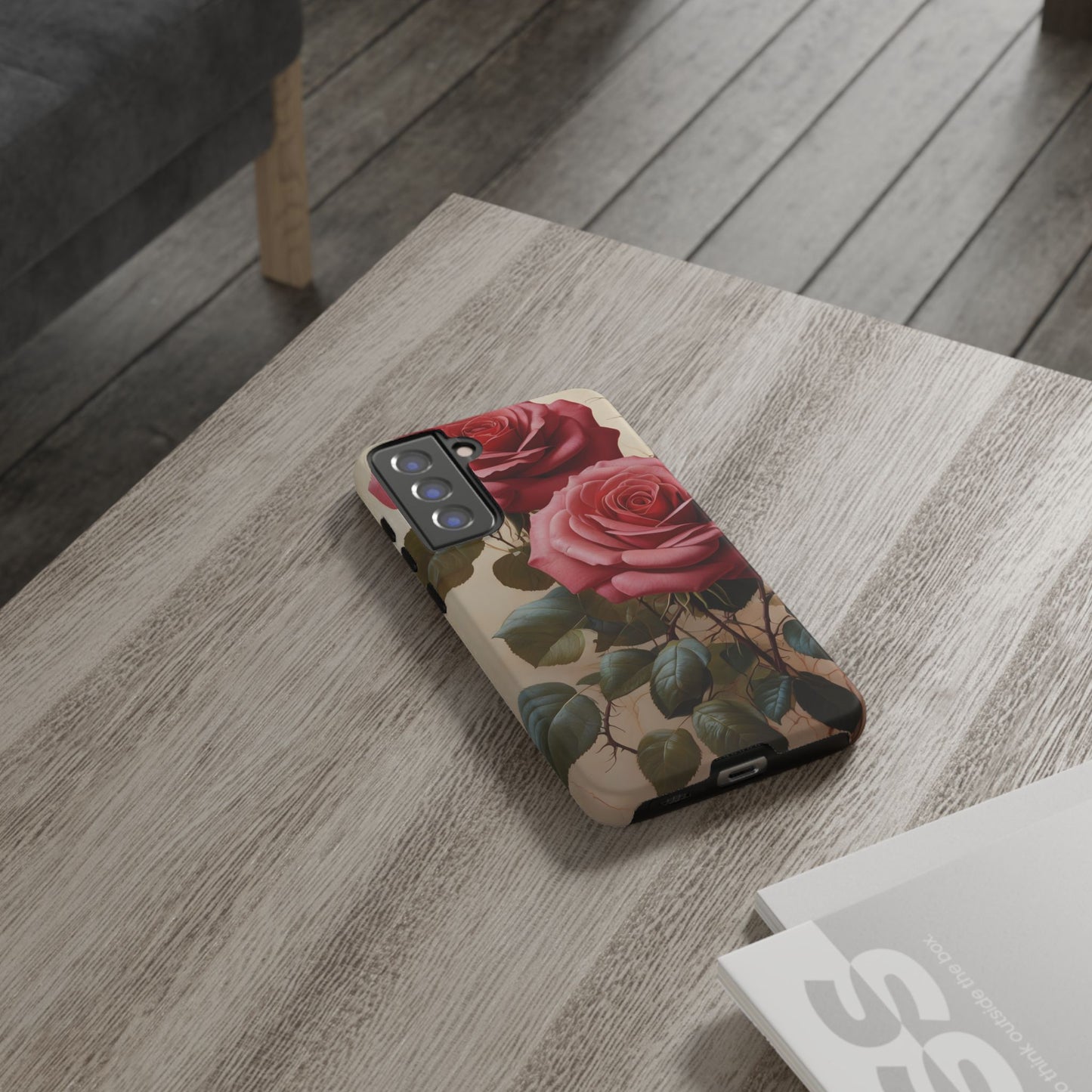 Pink Luxurious Roses Glossy Tough Phone Case / Compatible with Samsung / Gift for Her, Birthday Present, Stylish Protection
