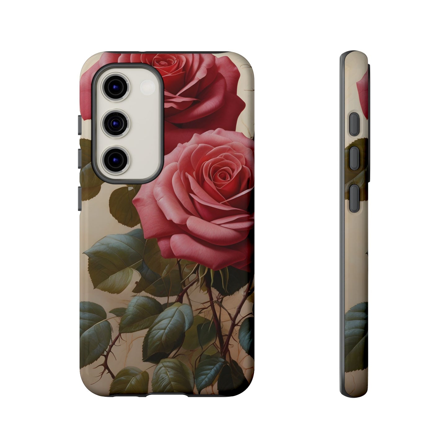 Pink Luxurious Roses Glossy Tough Phone Case / Compatible with Samsung / Gift for Her, Birthday Present, Stylish Protection