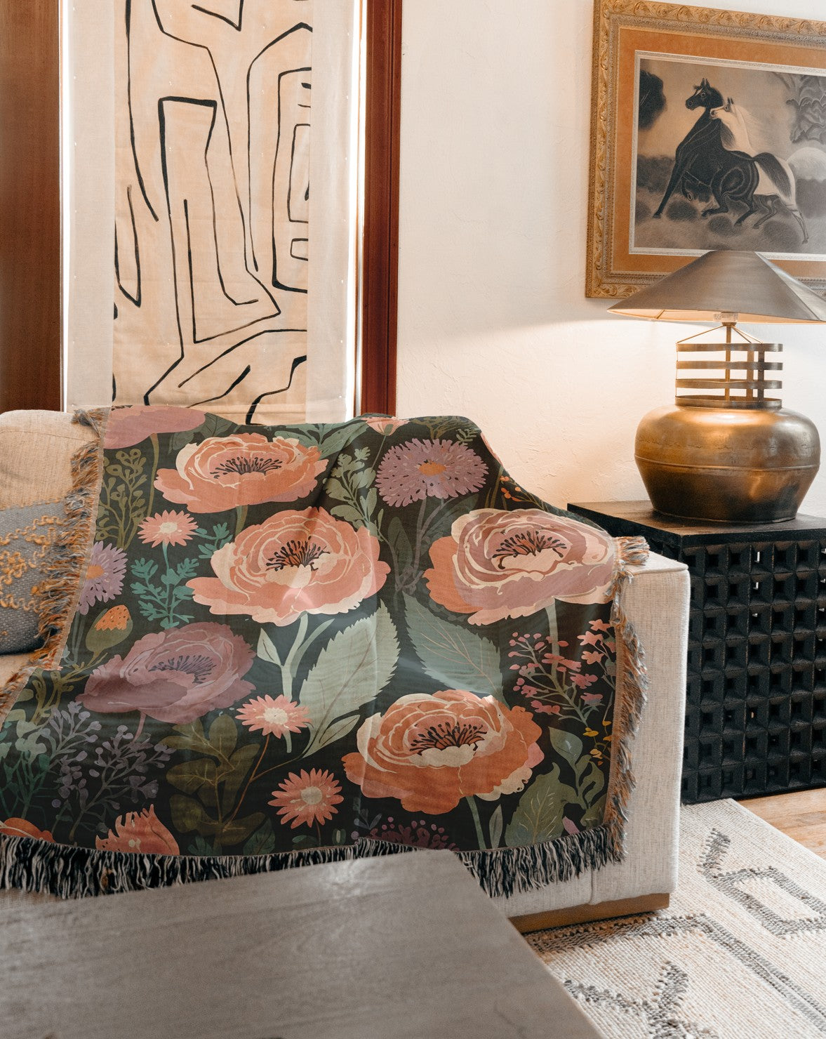 Enchanting Floral Woven Throw Blanket/Cozy Throw Blanket/Soft Throw Blanket/Warm Throw Blanket/Home Decor/Living Room Decor/Bedroom Decor