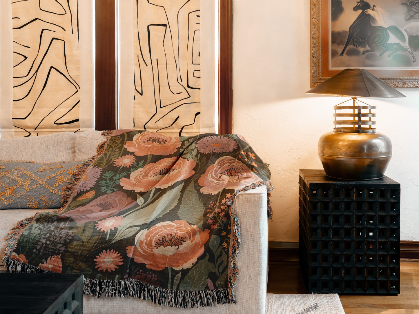 Enchanting Floral Woven Throw Blanket/Cozy Throw Blanket/Soft Throw Blanket/Warm Throw Blanket/Home Decor/Living Room Decor/Bedroom Decor