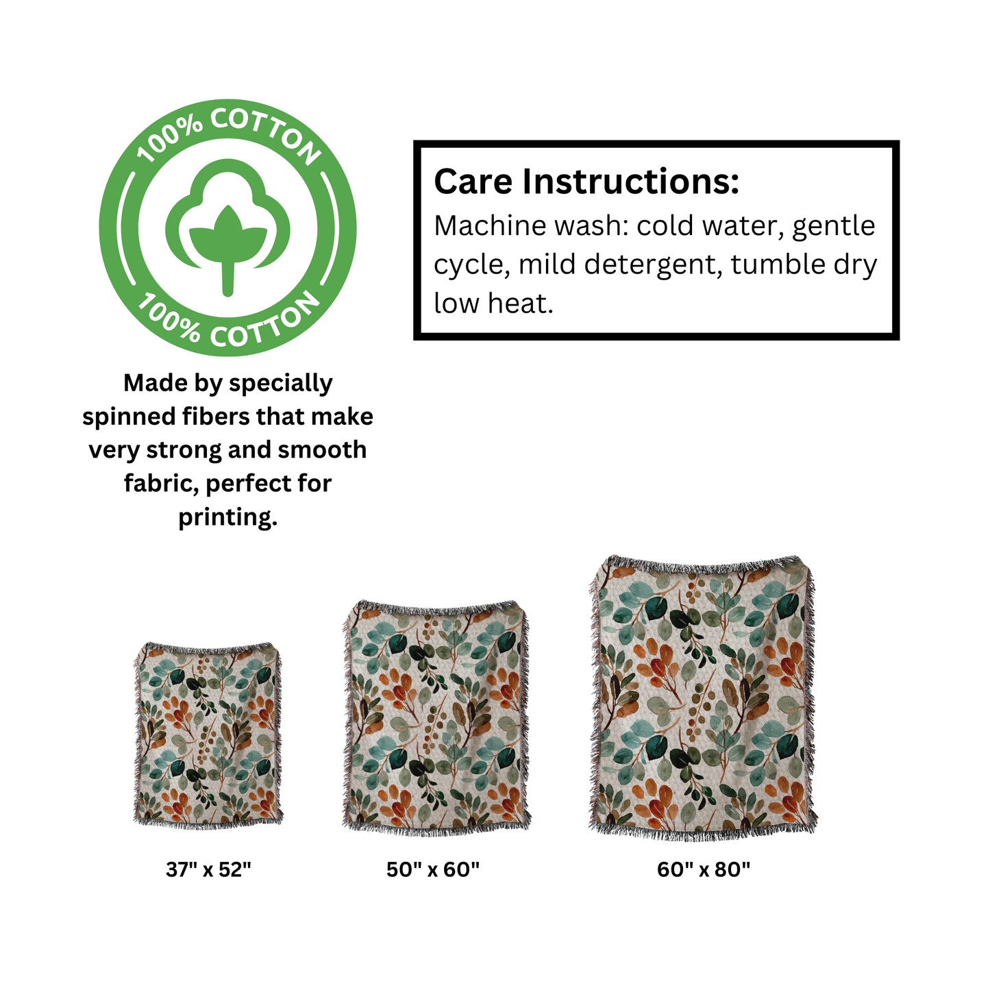 Botanical Woven Throw Blanket/Cozy Throw Blanket/Soft Throw Blanket/Floral Blanket/Home Decor/Living Room Decor/Sofa Throw