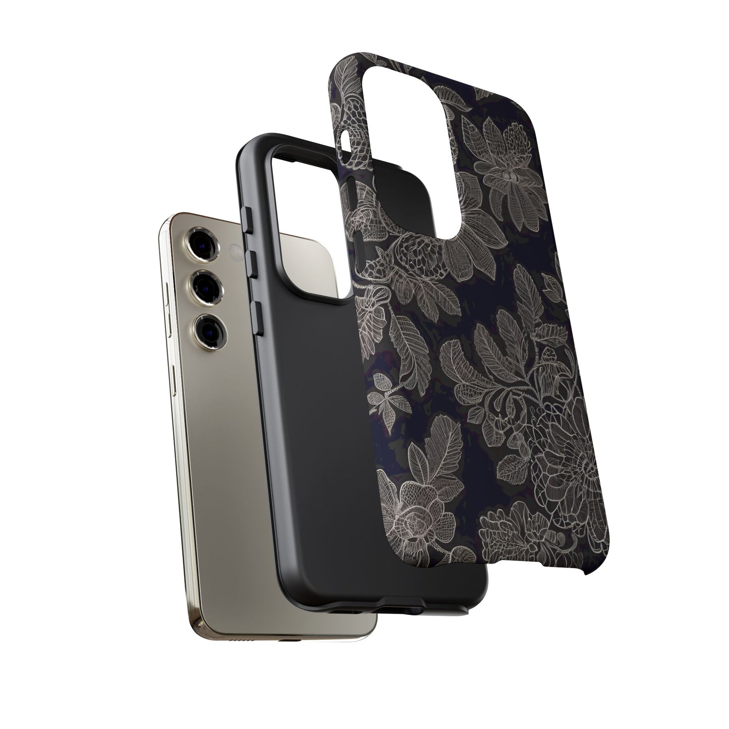 Vintage Lace Tough Phone Case - Samsung Compatible, Victorian Lace Design, Gift for Her, Flower Art, Birthday Present, Stylish Protection
