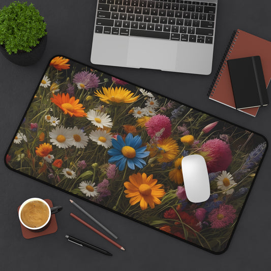 Vibrant Wildflower Desk Mat/Floral Mouse Pad/Nature-Inspired Desk Pad/Anti-Slip Mouse Pad/Durable Desk Mat/Gaming Mouse Pad