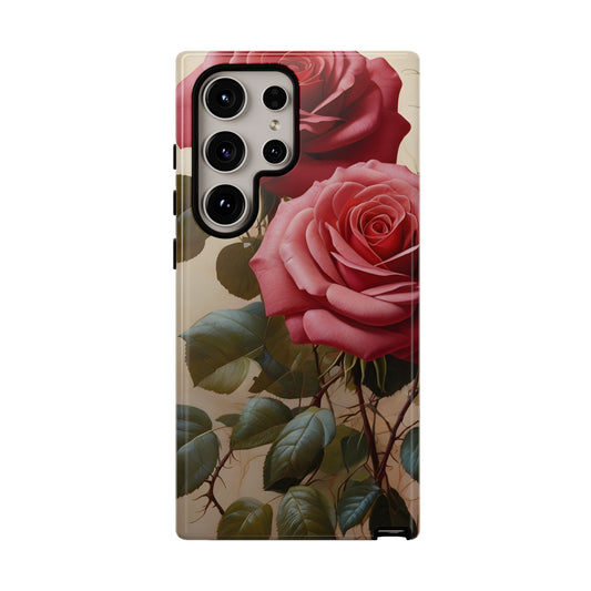 Pink Luxurious Roses Glossy Tough Phone Case / Compatible with Samsung / Gift for Her, Birthday Present, Stylish Protection