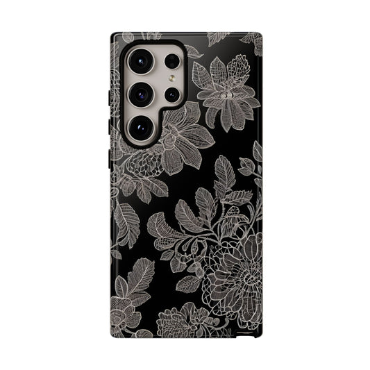 Vintage Lace Tough Phone Case - Samsung Compatible, Victorian Lace Design, Gift for Her, Flower Art, Birthday Present, Stylish Protection