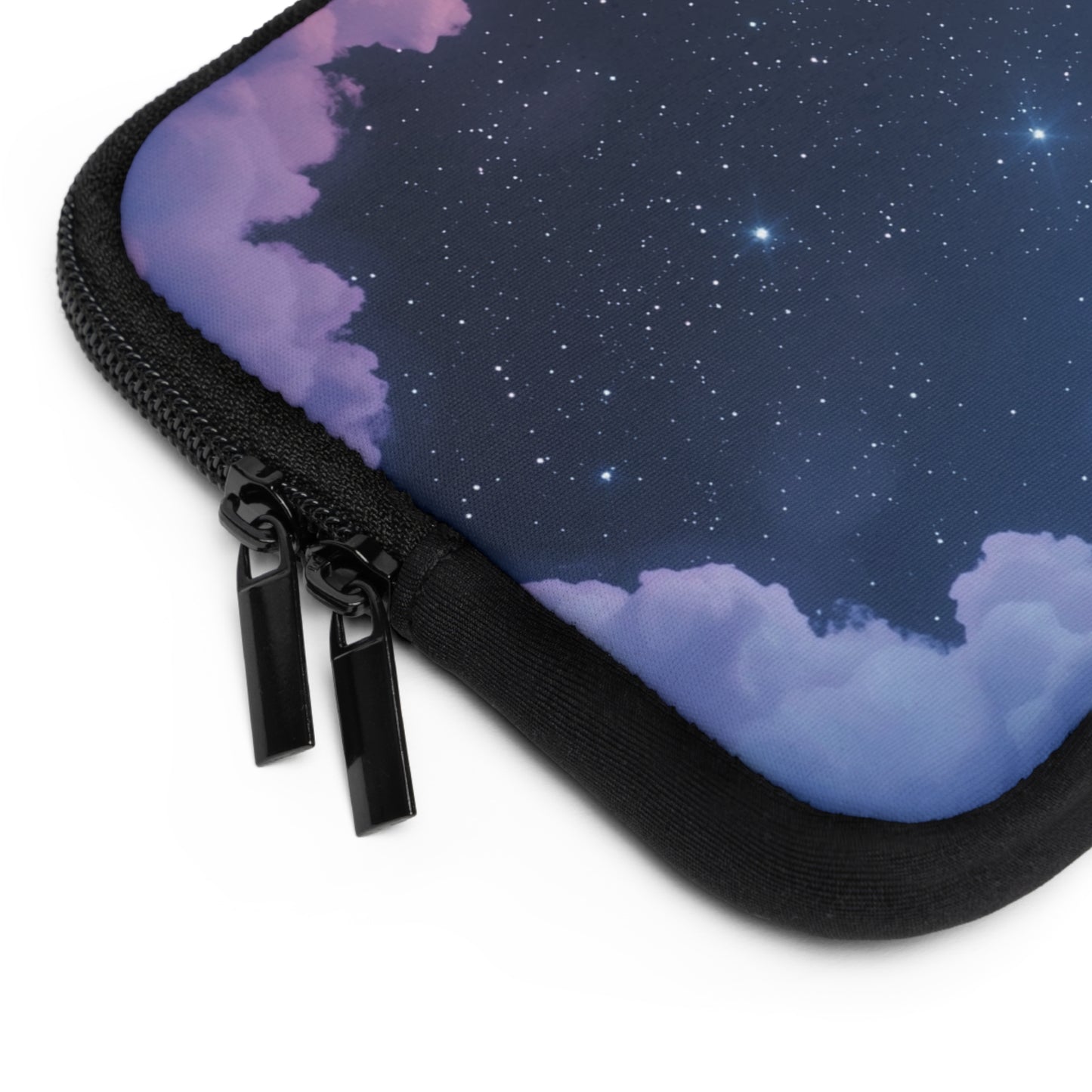 Dreamy Starry Night Laptop Sleeve - Crescent Moon with Purple Clouds Celestial Design Protective Case for any Laptop or Tablet