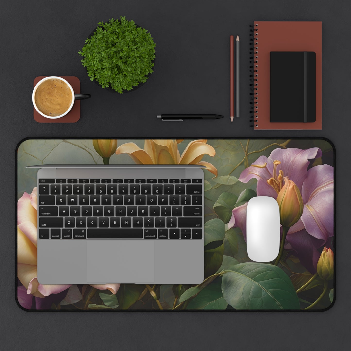 Elegant Floral Tapestry Desk Mat/Vintage Flower Mouse Pad/Botanical Art Mouse Pad/Anti-Slip Mouse Pad/Gaming Mouse Pad