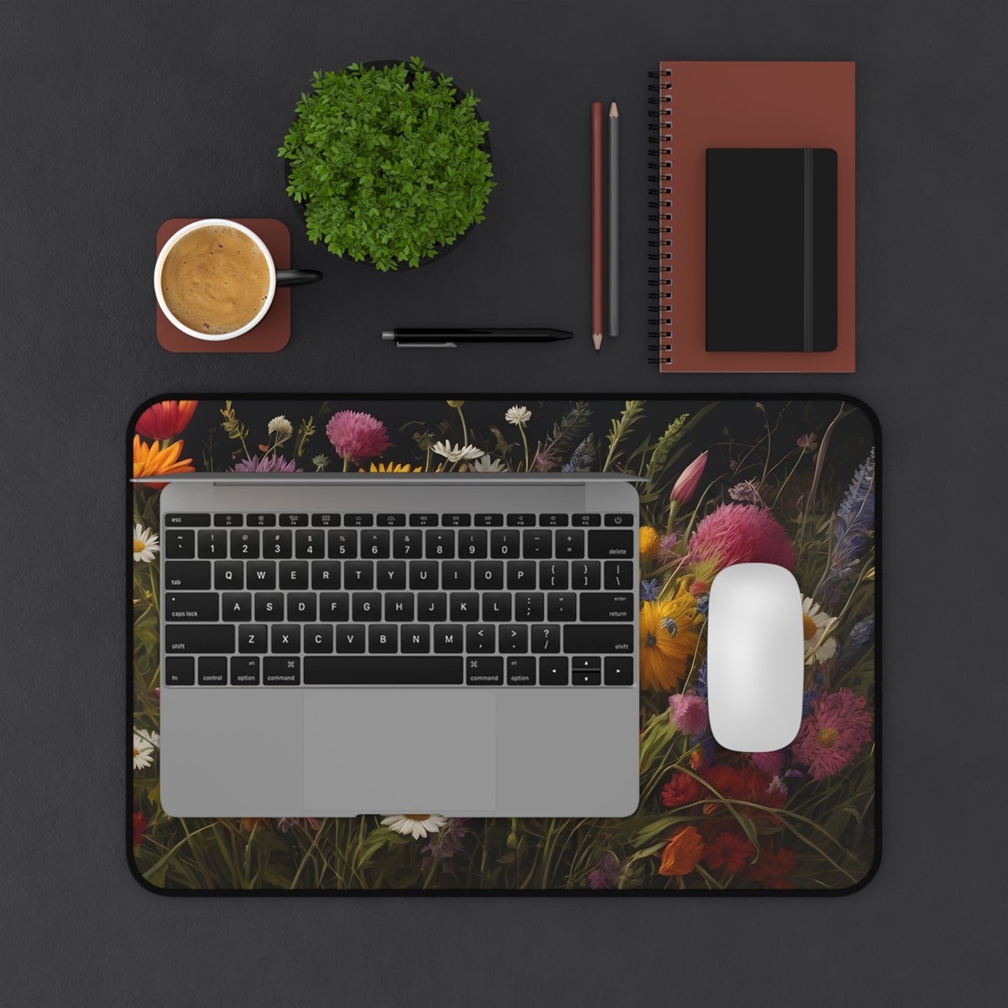 Vibrant Wildflower Desk Mat/Floral Mouse Pad/Nature-Inspired Desk Pad/Anti-Slip Mouse Pad/Durable Desk Mat/Gaming Mouse Pad