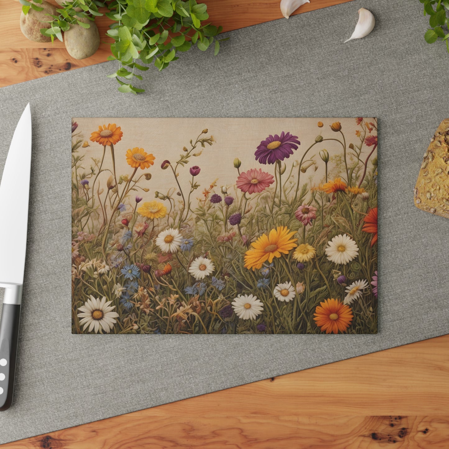 Vibrant Wildflower Cutting Board/Kitchen Cutting Board/Chopping Board/Large Cutting Board/Non-Slip Cutting Board | Durable Cutting Board