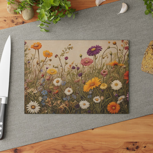 Vibrant Wildflower Cutting Board/Kitchen Cutting Board/Chopping Board/Large Cutting Board/Non-Slip Cutting Board | Durable Cutting Board