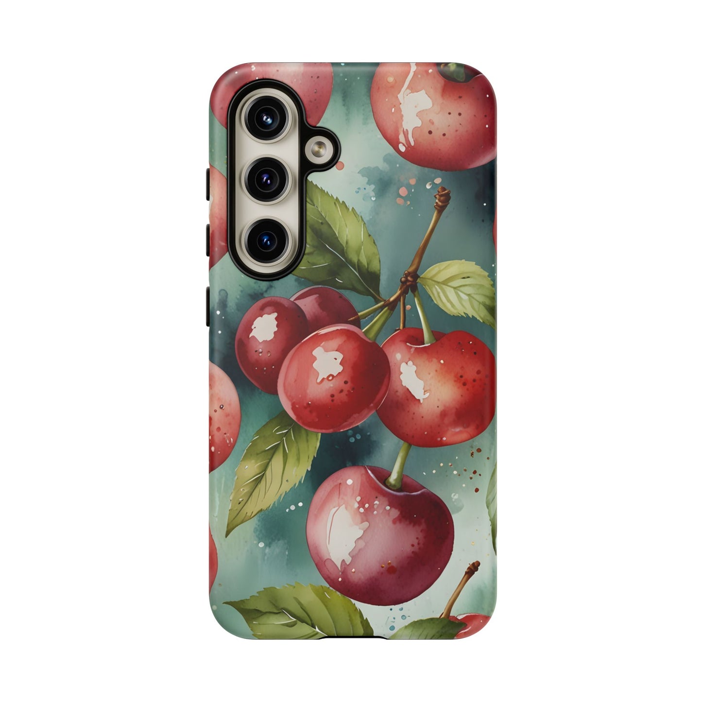 Watercolor Cherry Case/Vibrant Red Cherry, Botanical Fruit Tough Phone Case-Samsung Compatible, Gift for Her, Stylish Protection