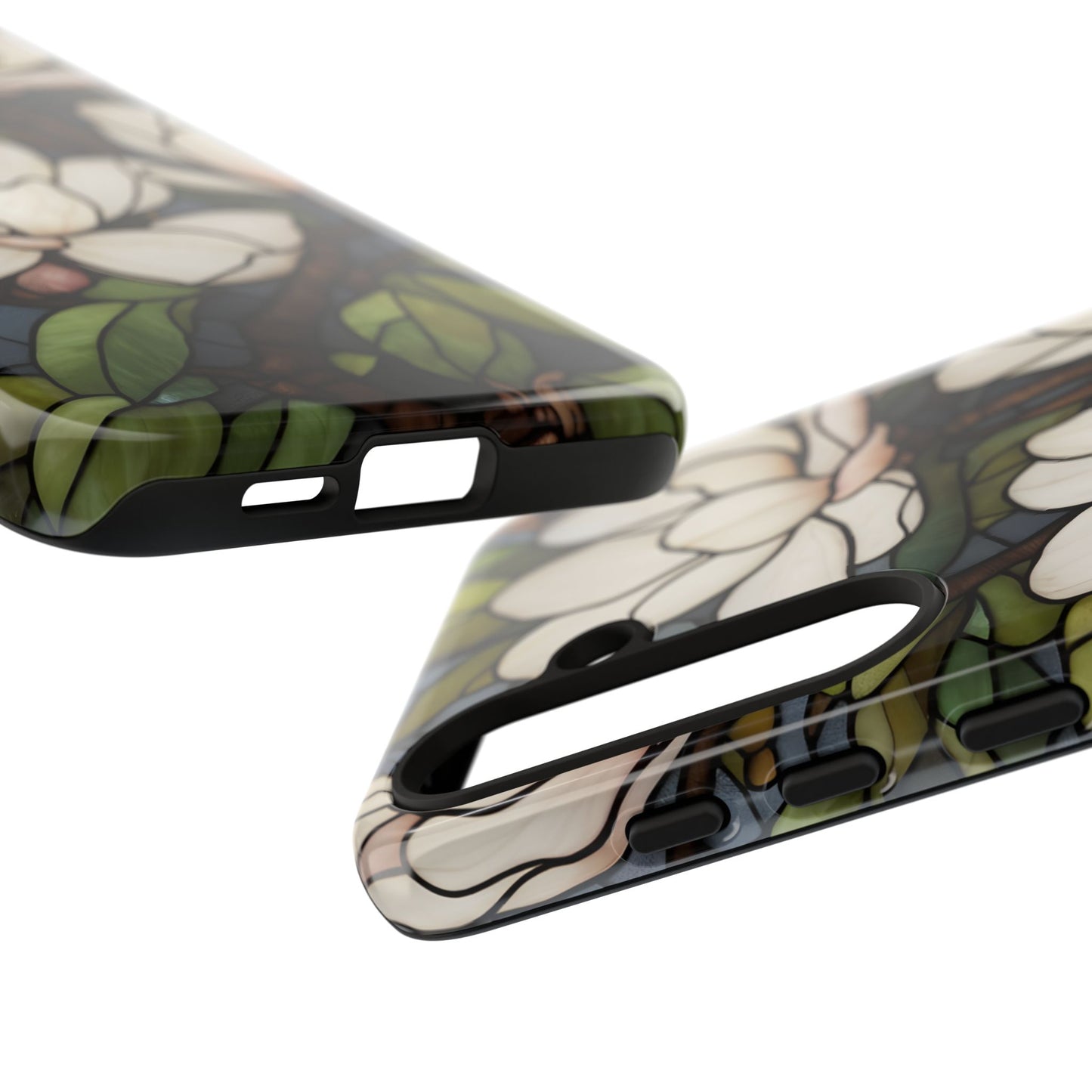 Floral Stained Glass Glossy Magnolia Phone Case / Compatible with Samsung / Gift for Her, Flower Art, Birthday Present, Stylish Protection