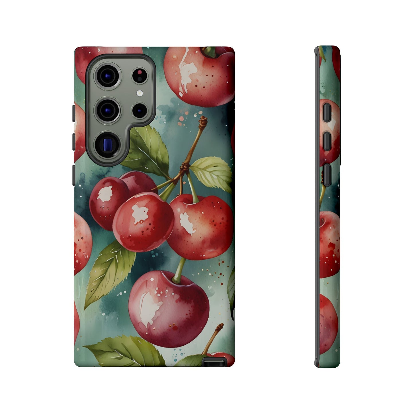 Watercolor Cherry Case/Vibrant Red Cherry, Botanical Fruit Tough Phone Case-Samsung Compatible, Gift for Her, Stylish Protection