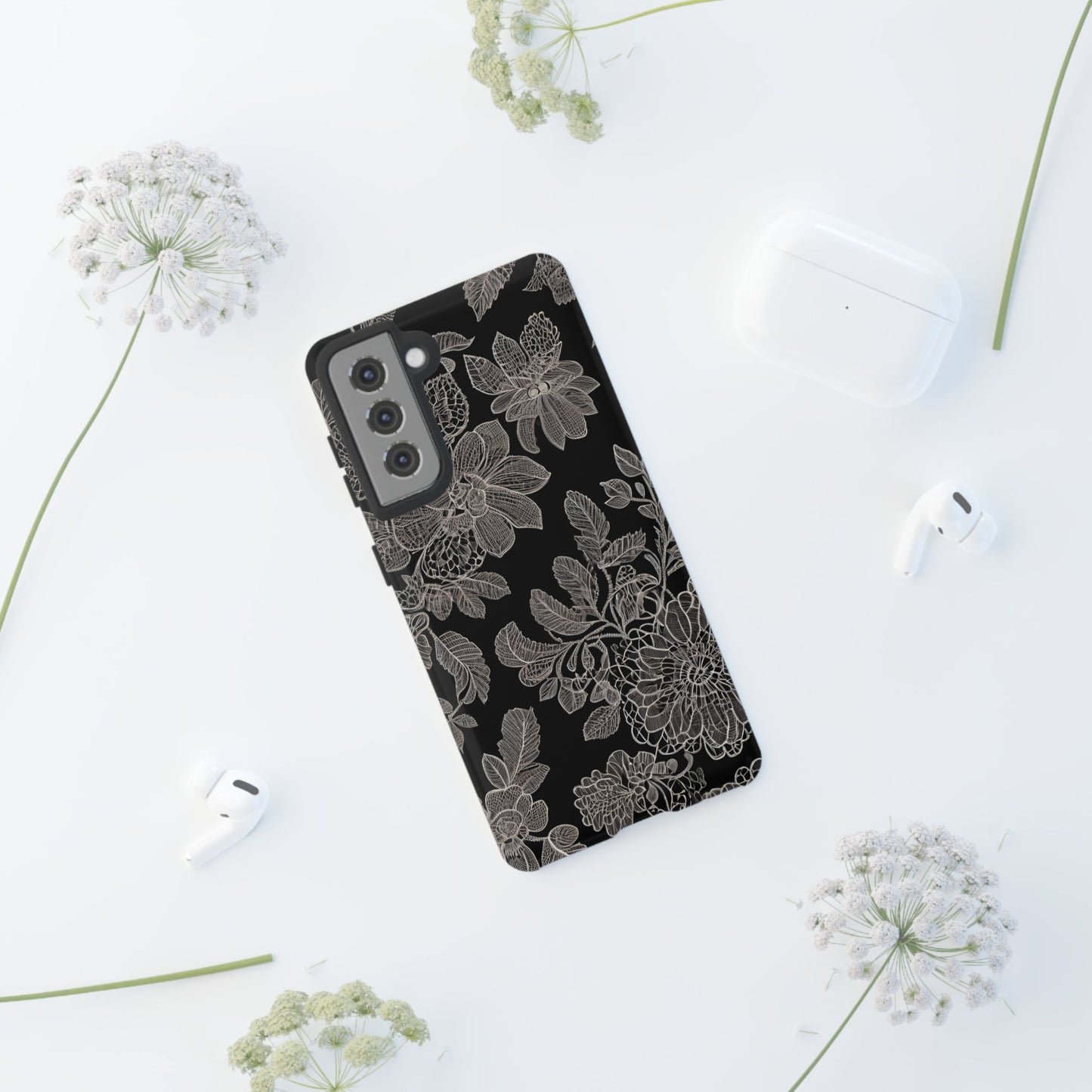Vintage Lace Tough Phone Case - Samsung Compatible, Victorian Lace Design, Gift for Her, Flower Art, Birthday Present, Stylish Protection