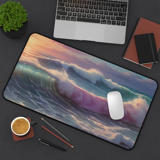 Serene Sunset Waves Desk Mat/Ocean Wave Mouse Pad/Beach Mouse Pad/Anti-Slip Mouse Pad/Durable Mouse Pad/Gaming Mouse Pad