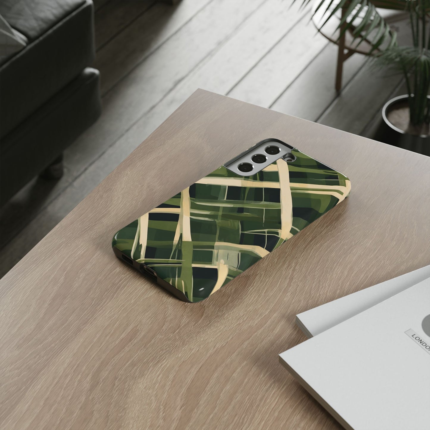 Green Abstract Grid Tough Phone Case Cover/Compatible with Samsung | Gift |Abstract Art Case|Colorful Protective Cover|Artistic Gift | Vibrant Design