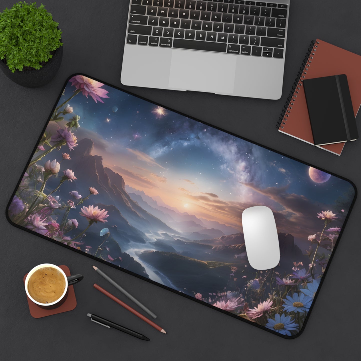 Celestial Dreamscape Desk Mat/Cosmic Landscape Mouse Pad/Fantasy Art Mouse Pad/Anti-Slip Mouse Pad/Gaming Mouse Pad