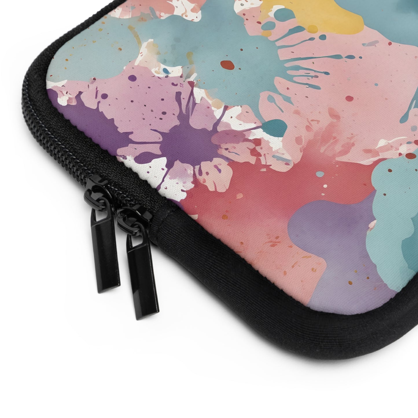 Pastel Watercolor Splatter Laptop Sleeve - Abstract Paint Blots Pattern Protective Case / Colorful Artistic Design Cover, Vibrant Splash Art Accessory, Aesthetic Pastel Print Pouch, Creative Watercolor Blot Sleeve
