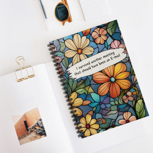 I survived Another Meeting That Should Have Been an Email/Spiral Notebook/Ruled Line Pages/Coworker Gift/Present