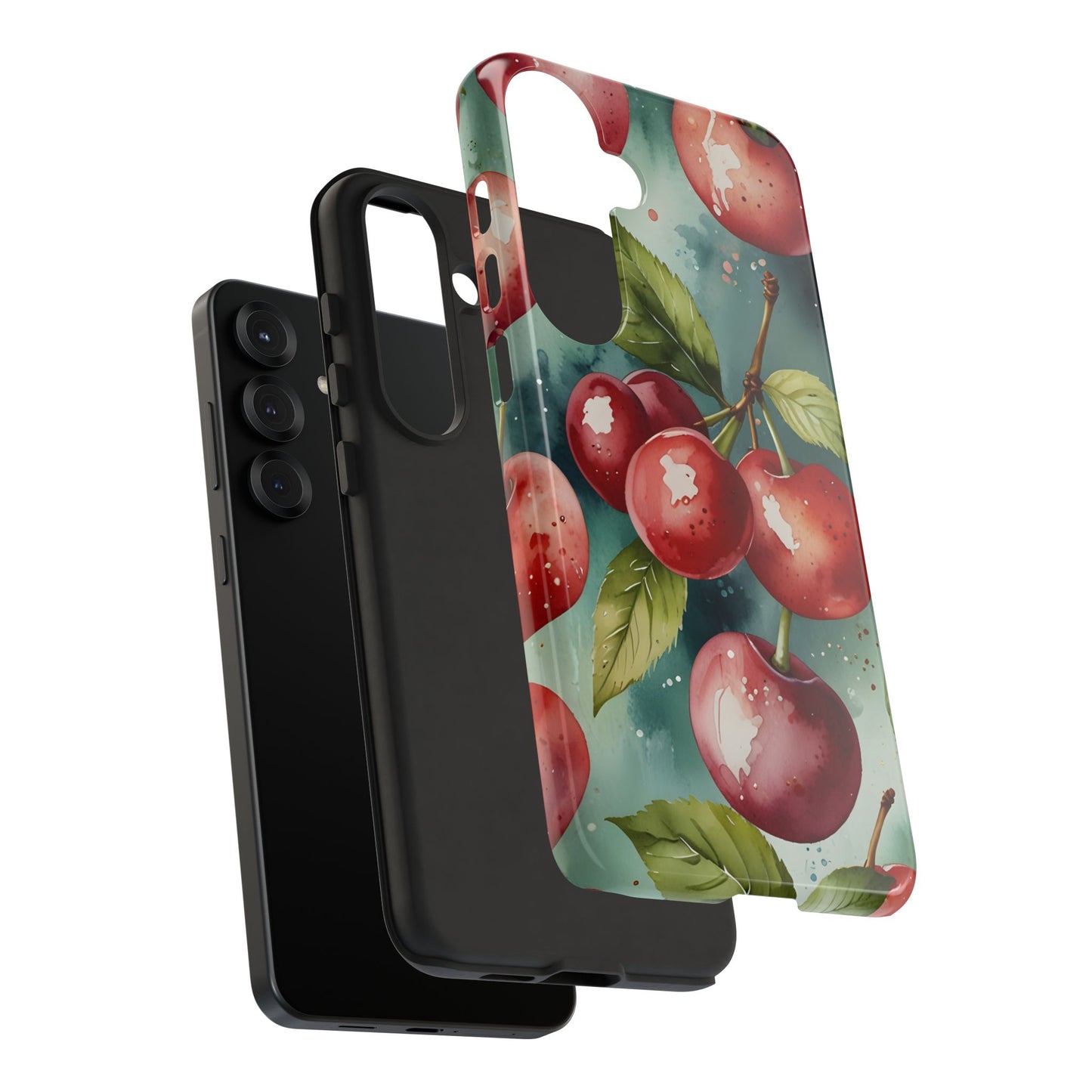 Watercolor Cherry Case/Vibrant Red Cherry, Botanical Fruit Tough Phone Case-Samsung Compatible, Gift for Her, Stylish Protection
