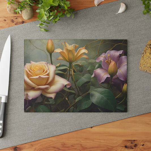 Vibrant Floral Kitchen Cutting Board/Modern Kitchen Chopping Board/Decorative & Durable Food Prep Surface for Home Chefs/Charcuterie Board