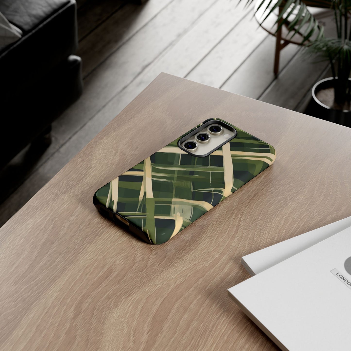 Green Abstract Grid Tough Phone Case Cover/Compatible with Samsung | Gift |Abstract Art Case|Colorful Protective Cover|Artistic Gift | Vibrant Design