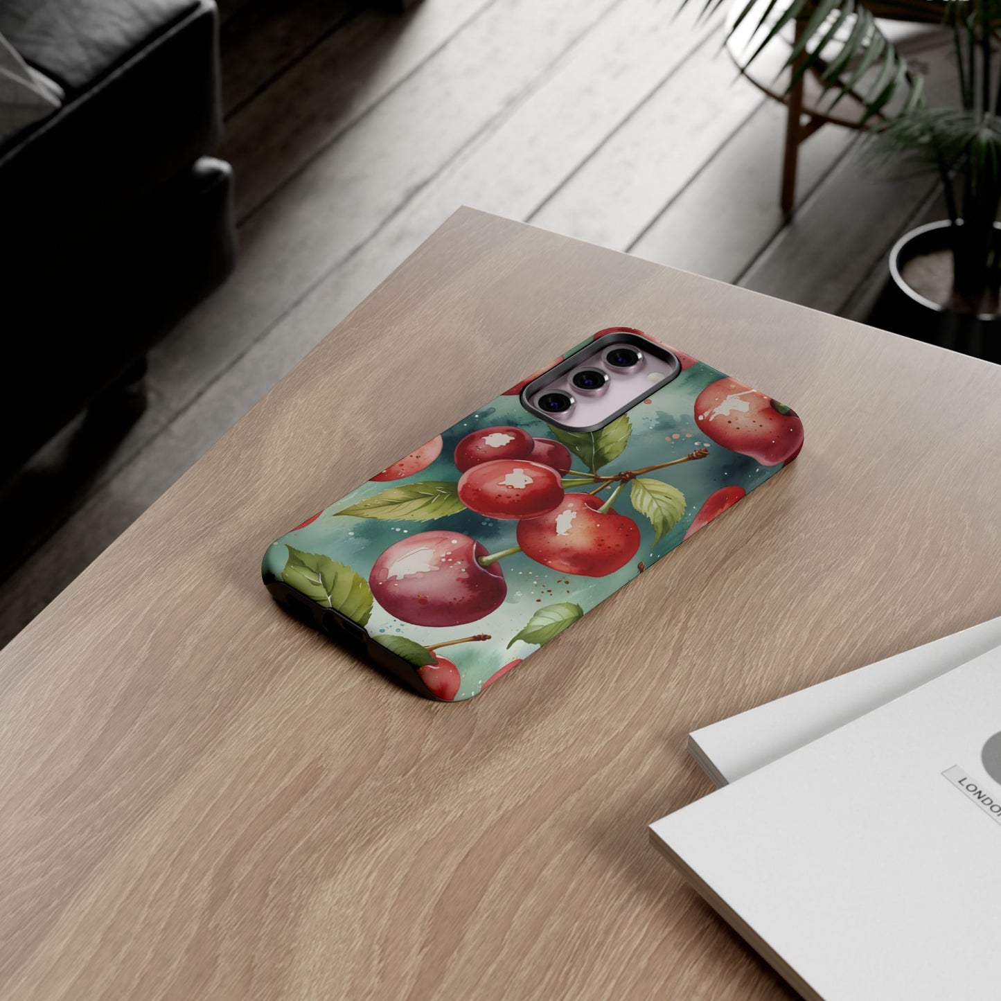 Watercolor Cherry Case/Vibrant Red Cherry, Botanical Fruit Tough Phone Case-Samsung Compatible, Gift for Her, Stylish Protection
