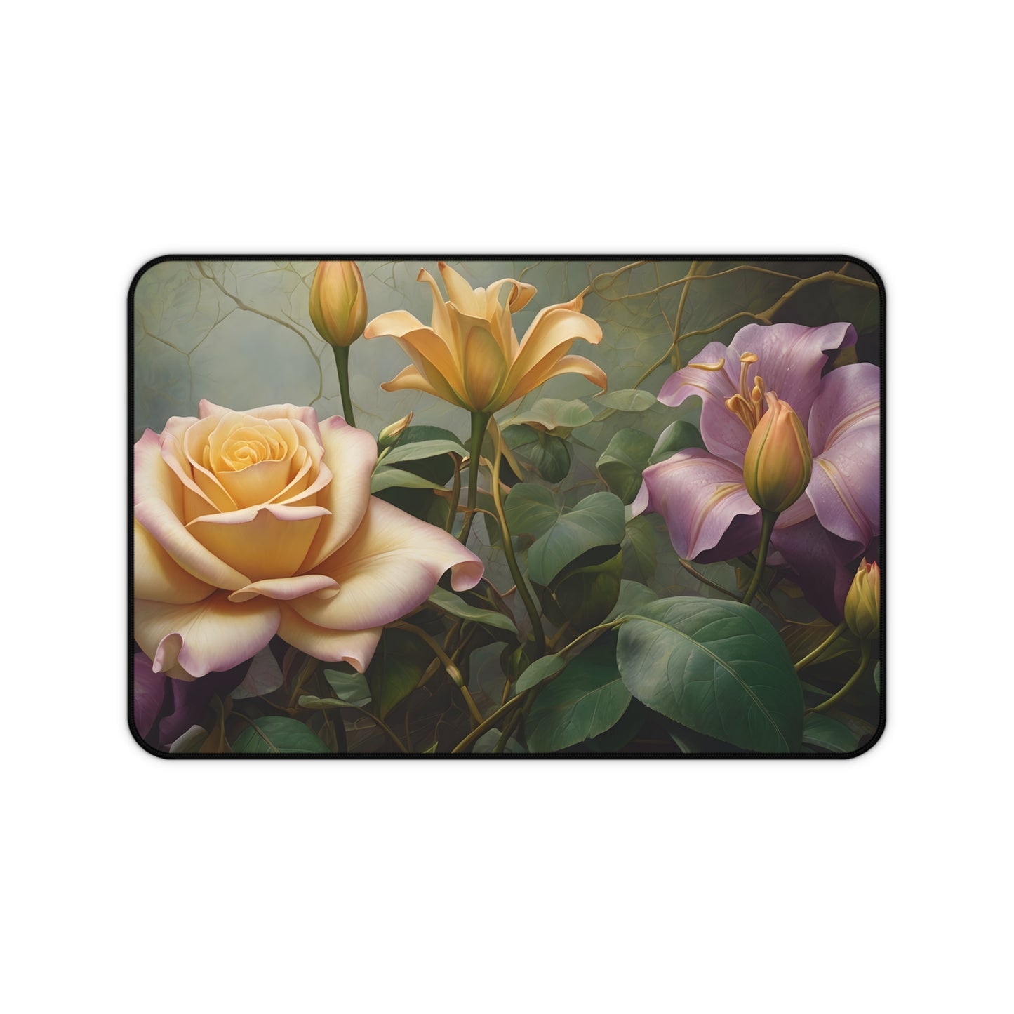 Elegant Floral Tapestry Desk Mat/Vintage Flower Mouse Pad/Botanical Art Mouse Pad/Anti-Slip Mouse Pad/Gaming Mouse Pad