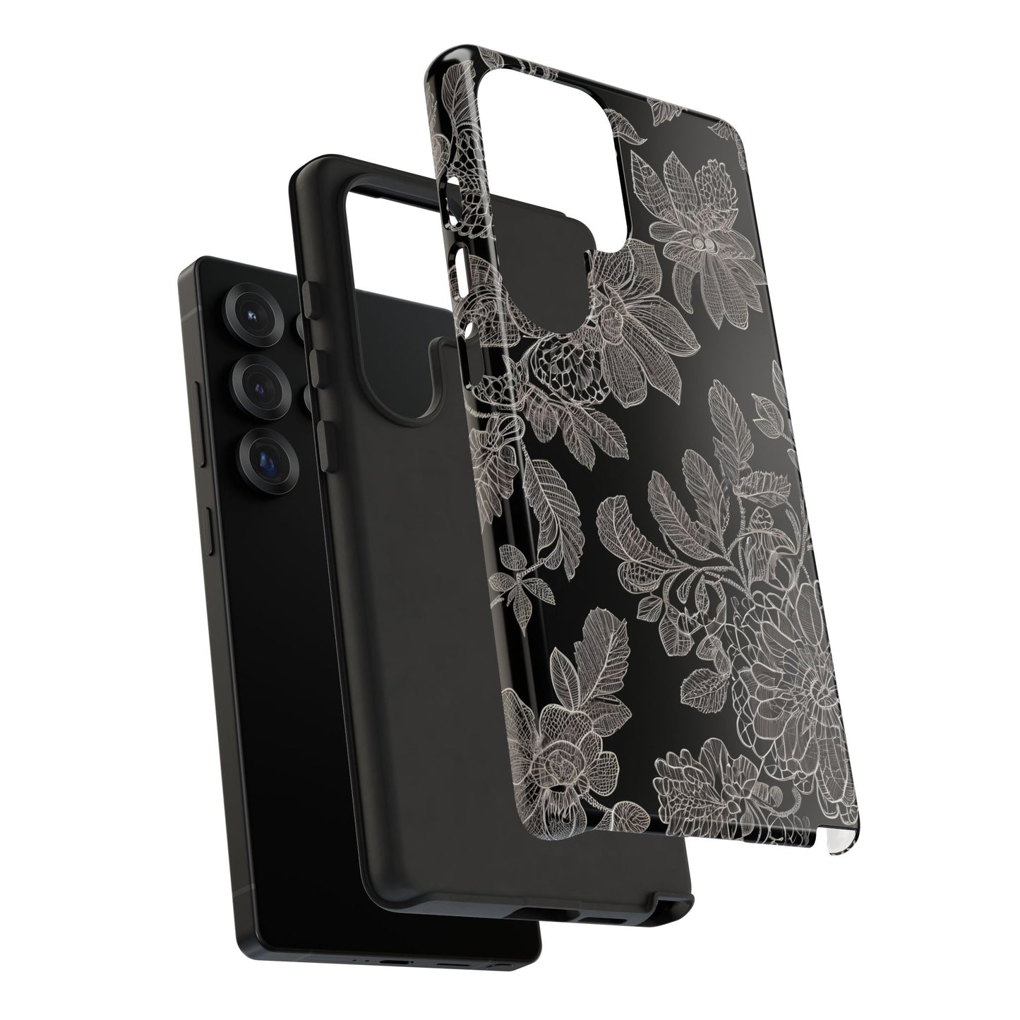 Vintage Lace Tough Phone Case - Samsung Compatible, Victorian Lace Design, Gift for Her, Flower Art, Birthday Present, Stylish Protection