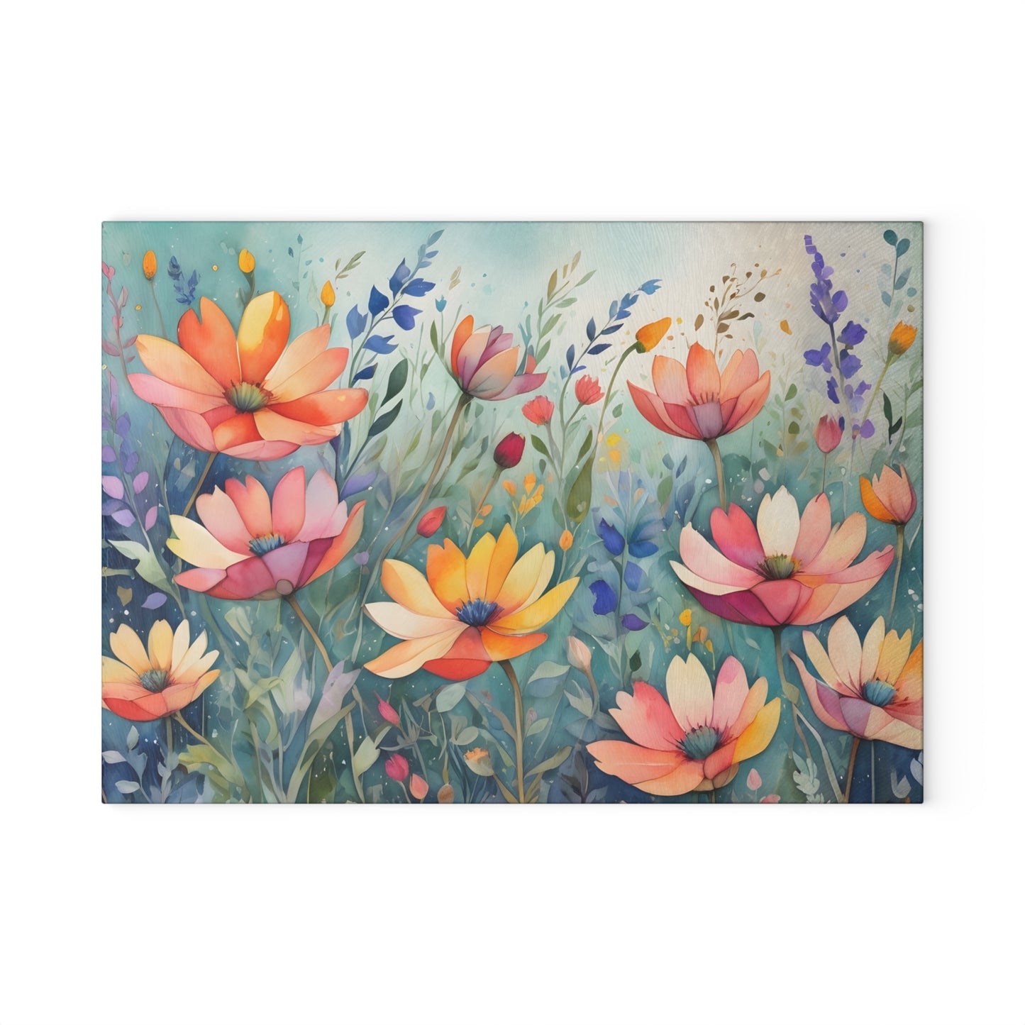 Watercolor Wildflower Cutting Board/Kitchen Cutting Board/Chopping Board/Large Cutting Board/Non-Slip Cutting Board/Durable Cutting Board
